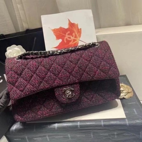 Chanel 2.55 Flap Bag 1112 Wijn met zilveren hardware