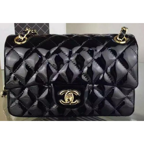 Chanel 2.55 Series Double Flap Bag Zwart Origineel Lakleer CF7024 Goud