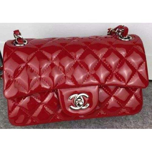 Chanel 2.55 Series Double Flap Bag Bordeaux origineel lakleer CF7024 zilver