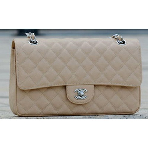 Chanel 2.55 Serie Flap Bag Abrikoos Cannage Patroon A1112 Zilver