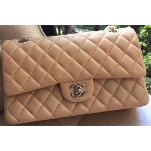 Chanel 2.55 Serie Flap Bag Abrikoos Origineel Leer A01112 Zilver