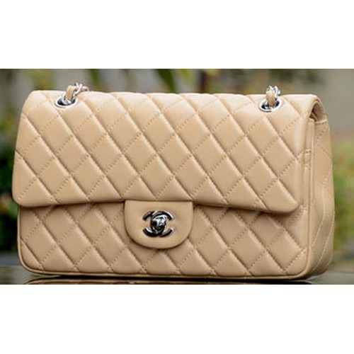 Chanel 2.55 Series Flap Bag Abrikoos Schapenleer A37586 Zilver