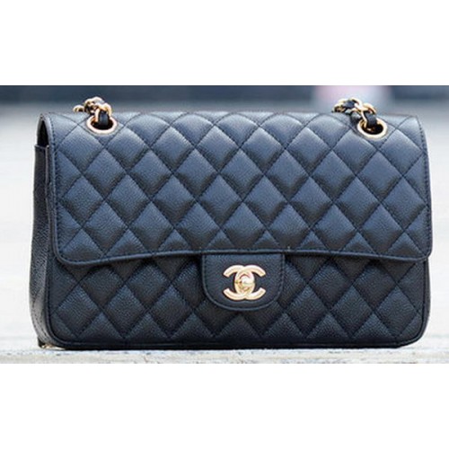 Chanel 2.55 Series Flap Bag Zwart Cannage Patroon A1112 Goud