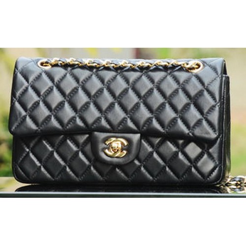 Chanel 2.55 Series Flap Bag Zwart Schapenleer A37586 Goud Chanel 2.55 Series Flap Bag Zwart Schapenleer A37586 Goud