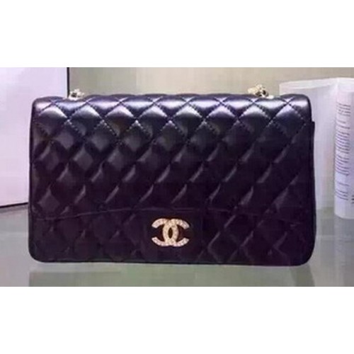 Chanel 2.55 Series Flap Bag Zwart Schapenleer A5016 Zwart