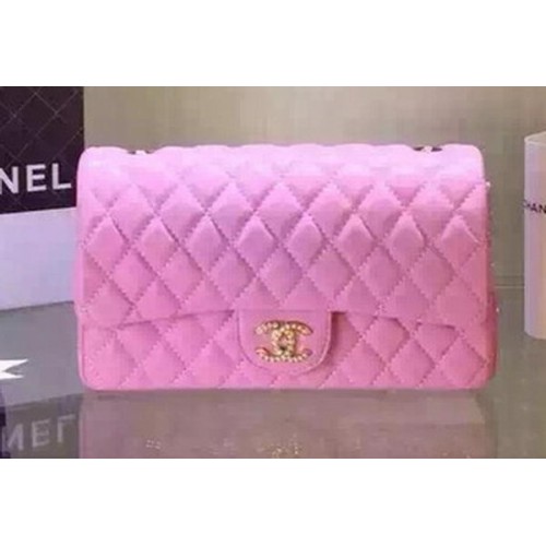 Chanel 2.55 Series Flap Bag Zwart Schapenleer A5016 Roze