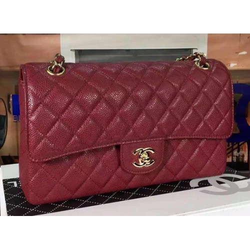 Chanel 2.55 Series Flap Bag Burgundy Cannage patroon leer CF8024 goud