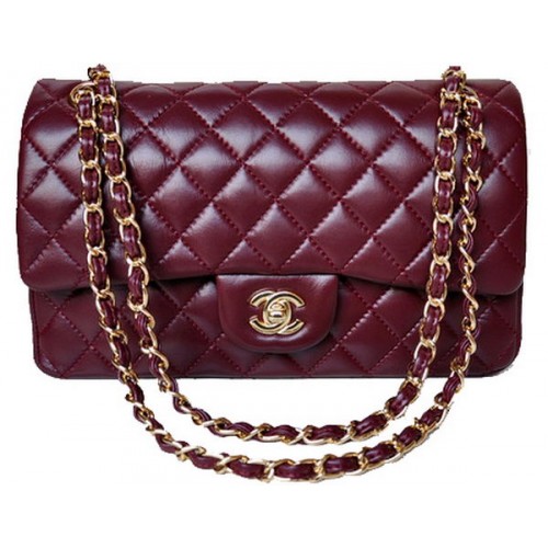 Chanel 2.55 Series Flap Bag bordeaux lakleer A1112 goud