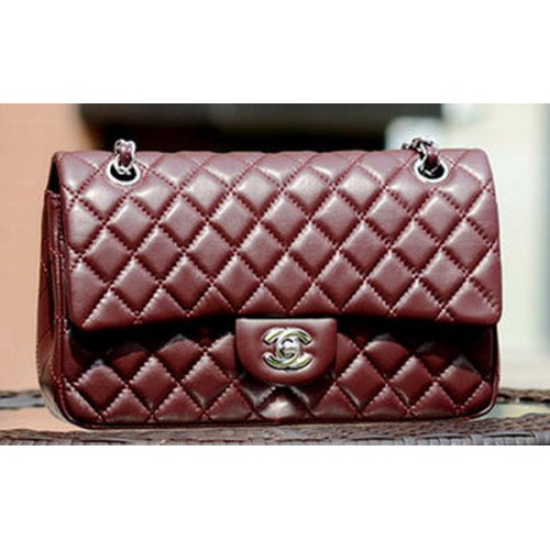 Chanel 2.55 Series Flap Bag Bordeaux Schapenleer A37586 Zilver