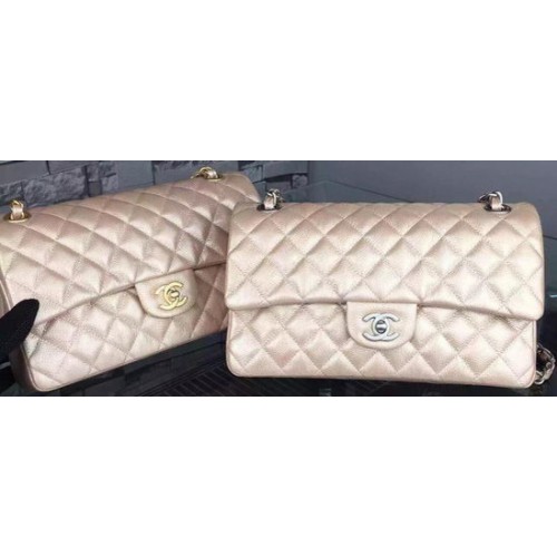 Chanel 2.55 Series Flap Bag Champagne Cavier Leer A05480 Zilver