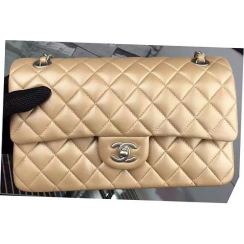 Chanel 2.55 Series Flap Bag Goud Schapenleer A06375 Zilver