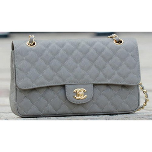 Chanel 2.55 Series Flap Bag Grijs Cannage Patroon A1112 Goud
