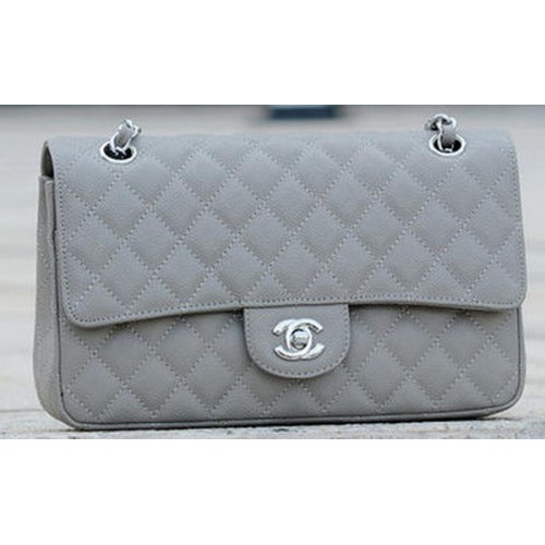 Chanel 2.55 Series Flap Bag Grijs Cannage Patroon A1112 Zilver
