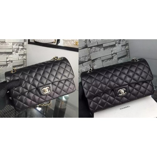 Chanel 2.55 Series Flap Bag Lamsleer A5024 Zwart