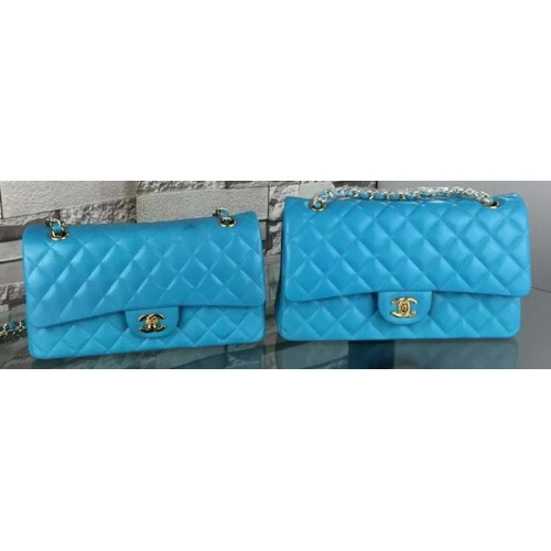 Chanel 2.55 Series Flap Bag Lamsleer A5024 Blauw