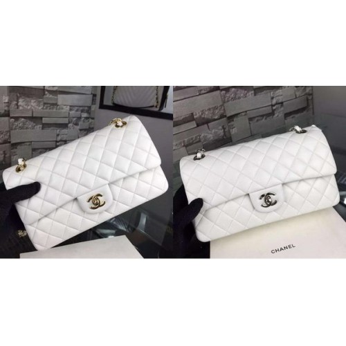 Chanel 2.55 Series Flap Bag Lamsleer A5024 Wit