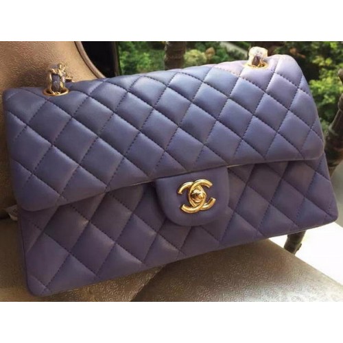 Chanel 2.55 Serie Flap Bag Lavendel Origineel Leer A01112 Goud