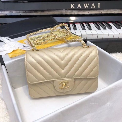 Chanel 2.55 Series Flap Bag Leer A1116CF goud