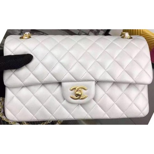 Chanel 2.55 Series Flap Bag gebroken wit schapenvacht leer A06375 goud