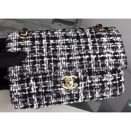 Chanel 2.55 Serie Flap Bag Originele Stof A1025 Zwart & Wit