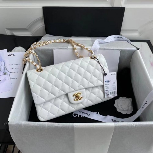 Chanel 2.55 Serie Flap Bag Origineel Schapenleer A1112 Wit