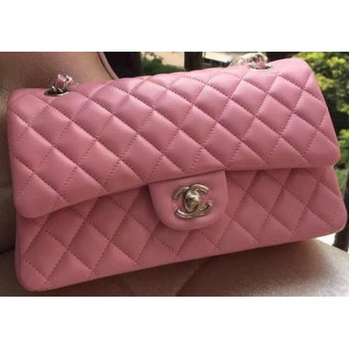 Chanel 2.55 Serie Flap Bag Roze Origineel Leer A01112 Zilver