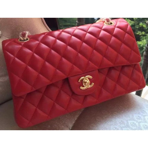 Chanel 2.55 Serie Flap Bag Rood Origineel Leer A01112 Goud