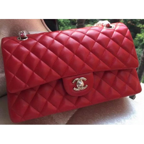Chanel 2.55 Serie Flap Bag Rood Origineel Leer A01112 Zilver