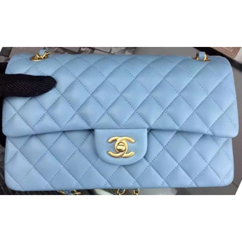 Chanel 2.55 Series Flap Bag Hemelsblauw Schapenleer A06375 Goud