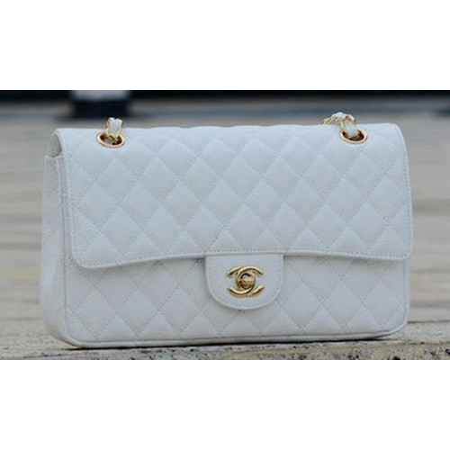 Chanel 2.55 Series Flap Bag Wit Cannage Patroon A1112 Goud