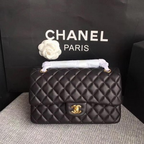Chanel 2.55 Serie Flap Bags Zwart Origineel Hertenleer A1112 Goud