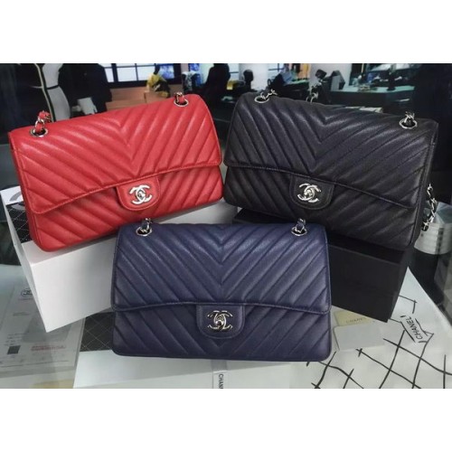 Chanel 2.55 serie Flap Bag Chevron Caviar Leer V8023