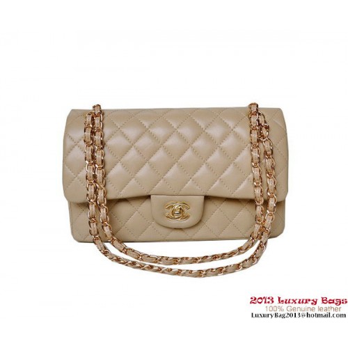 Chanel A01112 Klassieke Flap Bag Abrikoos Schapenvacht Goud