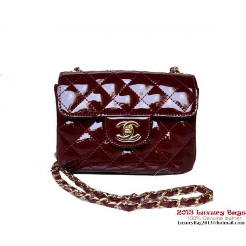 Chanel A01115 mini Flap Bag Bordeaux Lakleer Goud