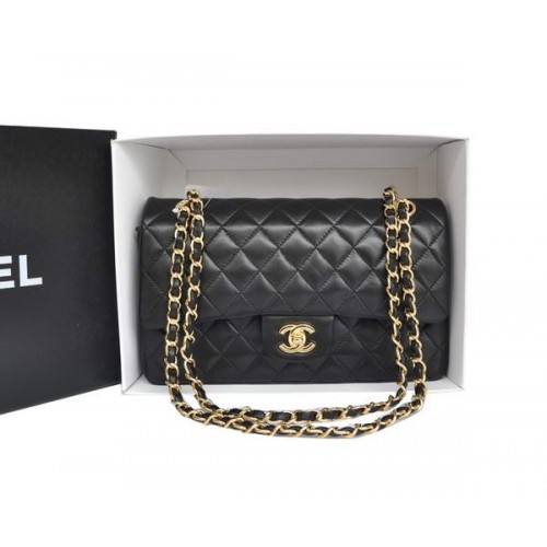 Chanel A1112 2.55 Serie Flap Bag Origineel Leer Zwart Goud