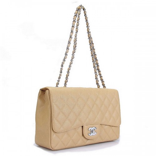 Chanel Caviar Leren Flap Bag A28600 Abrikoos
