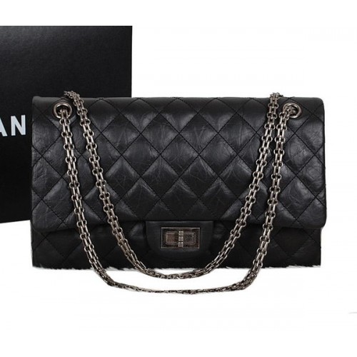 Chanel A30227 Zwart Schapenleer Jumbo Flap Bags Zilver