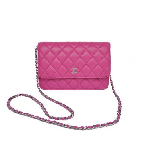 Nieuwe kleur Chanel A33814 Rosy schapenvacht lederen flap tas zilver