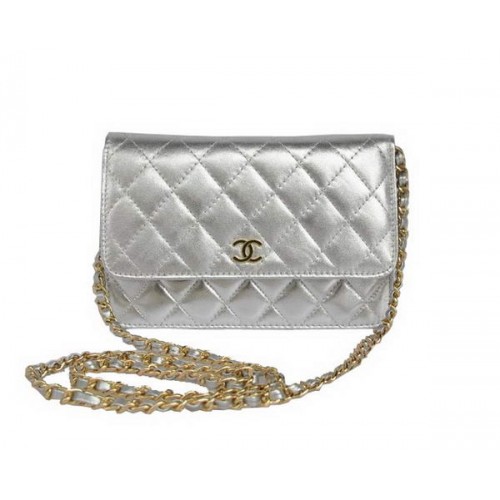 Nieuwe Kleur Chanel A33814 Zilver Schapenleer Flap Bag Goud