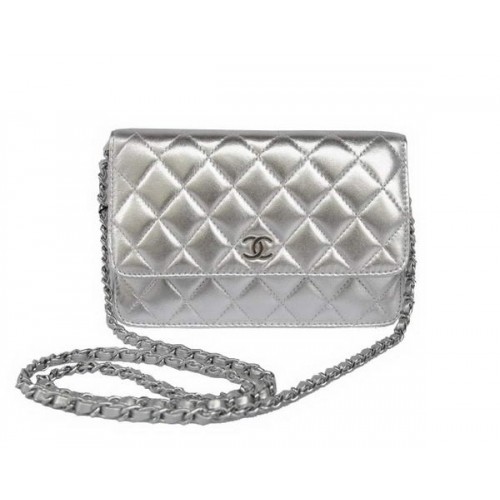 Nieuwe Kleur Chanel A33814 Zilver Schapenleer Flap Bag Zilver