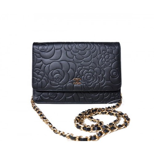 Chanel A47421 Zwart lamsleer mini Flap Bag Goud