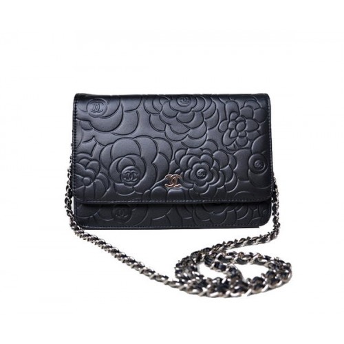 Chanel A47421 Zwart Lamsleer mini Flap Bag Zilver