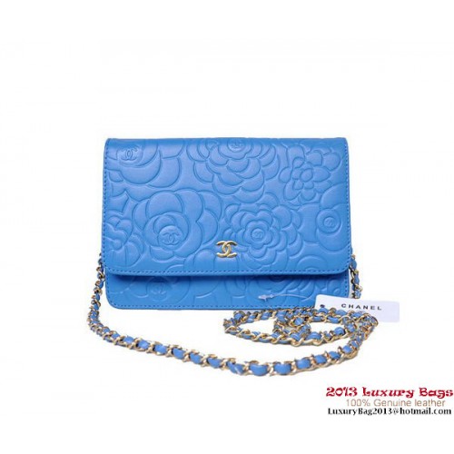 Chanel A47421 Blauw lamsleer mini flap bag goud