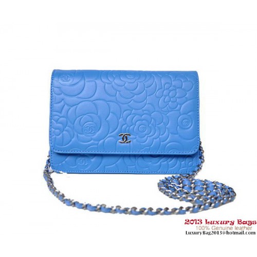 Chanel A47421 blauwe lamsleren mini flap bag zilver