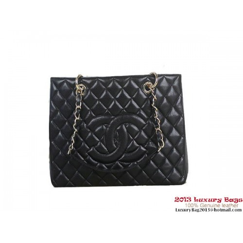 Chanel A50995 zwarte originele Cannage lederen schoudertas goud