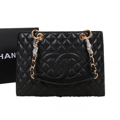 Chanel A50995 Zwart Origineel Leren Schoudertas Goud
