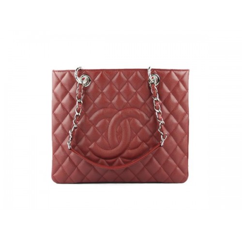Chanel A50995 Kastanjebruin Originele Cannage Leren Schoudertas Zilver