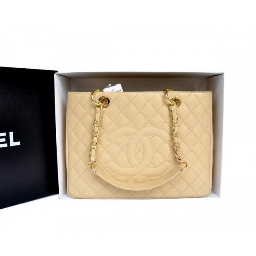 Chanel A50995 Originele Caviar Leren Schoudertas Abrikoos