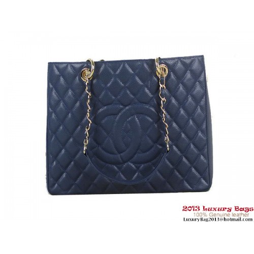Chanel A50995 RoyalBlue Original Cannage lederen schoudertas goud
