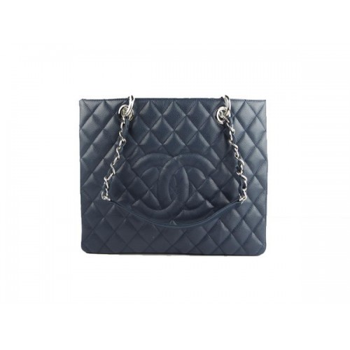 Chanel A50995 RoyalBlue Originele Cannage Leren Schoudertas Zilver